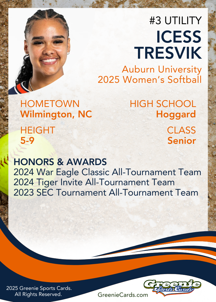 ICESS TRESVIK Certified Autograph Trading Card 2025 Greenie Sports Cards NIL Trading Card PRE-SALE