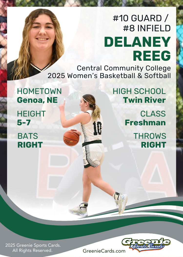 DELANEY REEG Certified Autograph Trading Card 2025 Greenie Sports Cards NIL Trading Card