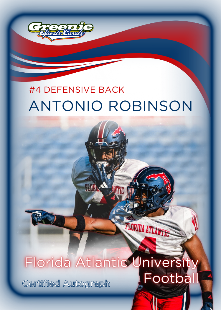 ANTONIO ROBINSON JR Certified Autograph Trading Card 2025 Greenie Sports Cards NIL Trading Card Pre-Sale