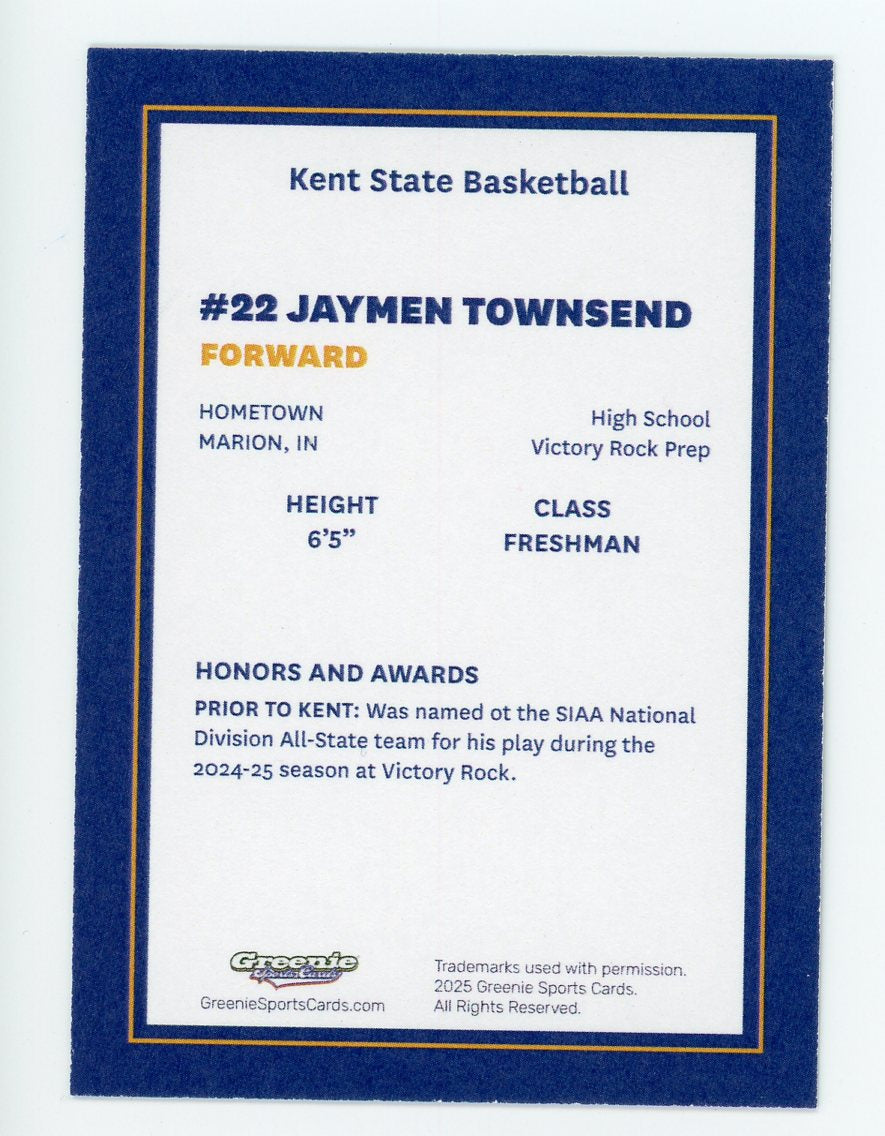 JAYMEN TOWNSEND Certified Autograph Trading Card 2025-26 Greenie Sports Cards NIL Trading Card