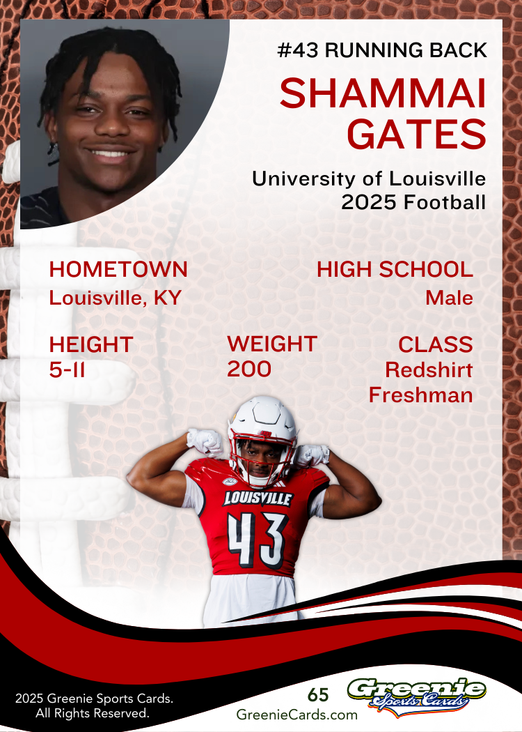 SHAMMAI GATES Certified Autograph Trading Card 2025 Greenie Sports Cards NIL Trading Card Pre-Sale
