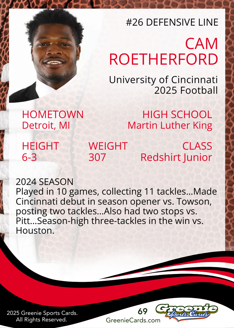 CAM DEEBO ROETHERFORD Certified Autograph Trading Card 2025 Greenie Sports Cards NIL Trading Card Pre-Sale