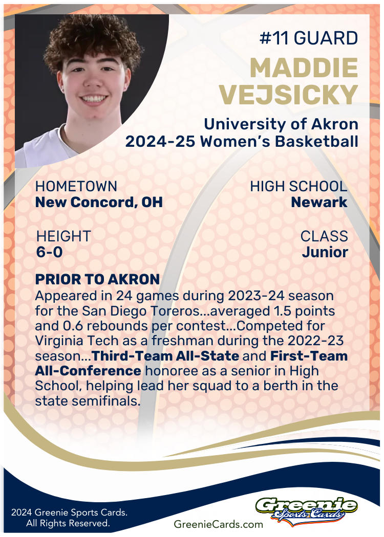 MADDIE VEJSICKY Certified Autograph Trading Card 2024 Greenie Sports Cards NIL Trading Card