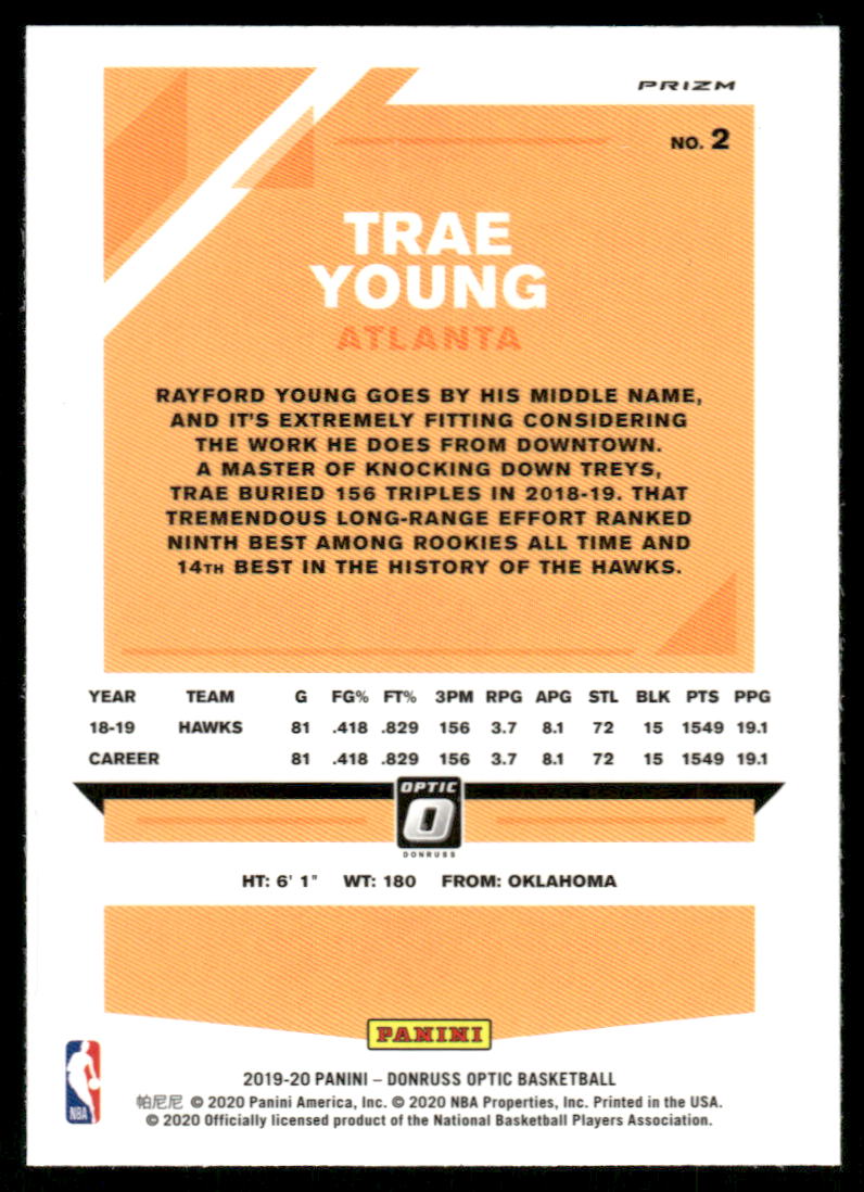 A06 TRAE YOUNG 2019-20 OPTIC BLUE VELOCITY #2 HAWKS