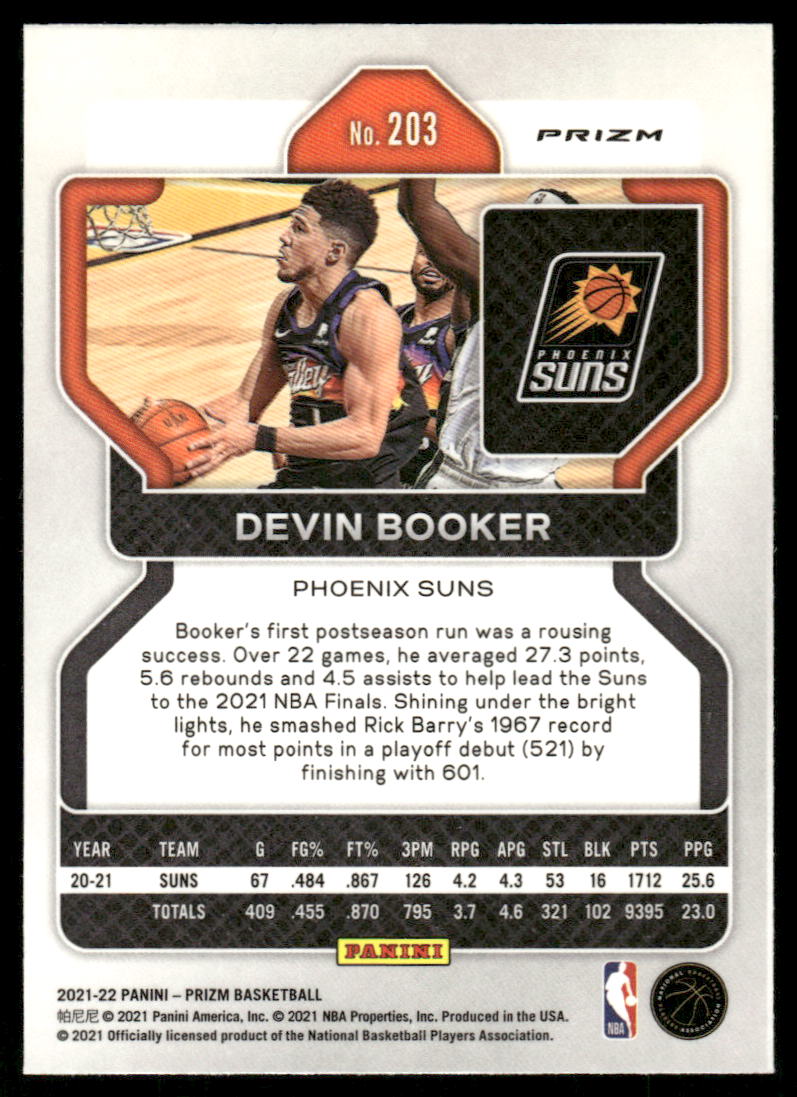 A07 DEVIN BOOKER 2021-22 PRIZM PINK ICE REFRACTOR #203 SUNS