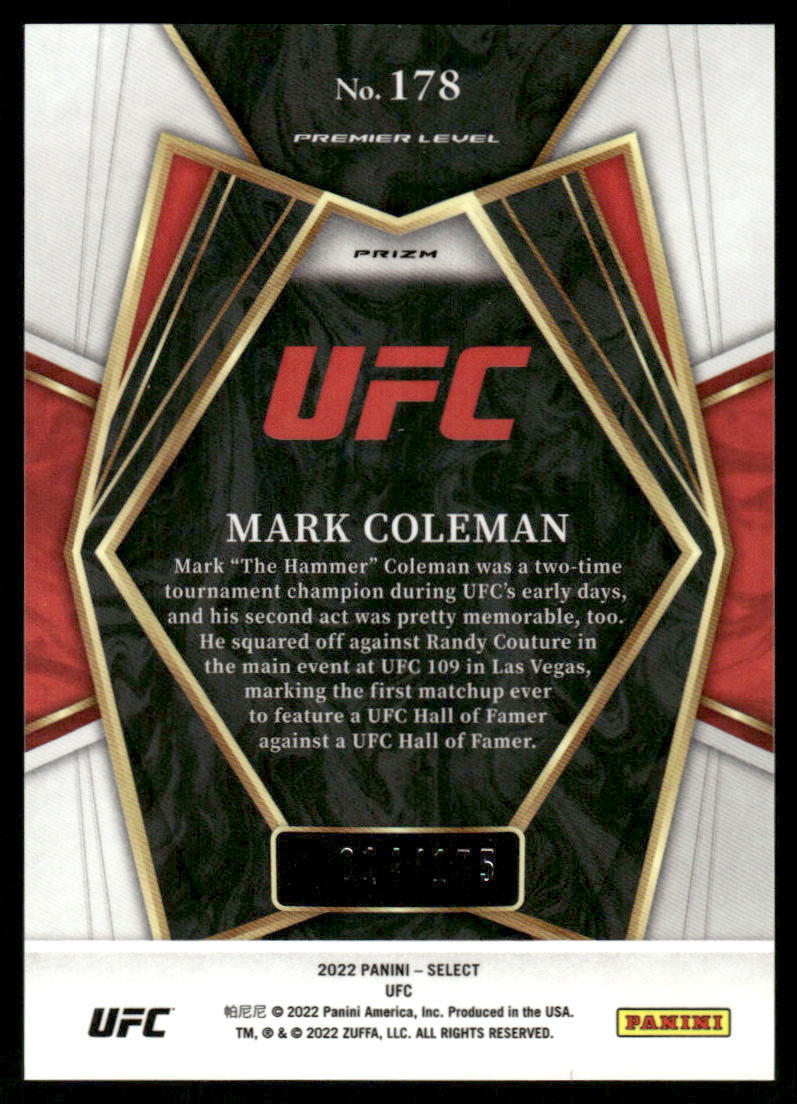 A14 MARK COLEMAN 2022 SELECT UFC COPPER PRIZM 14/175 #178