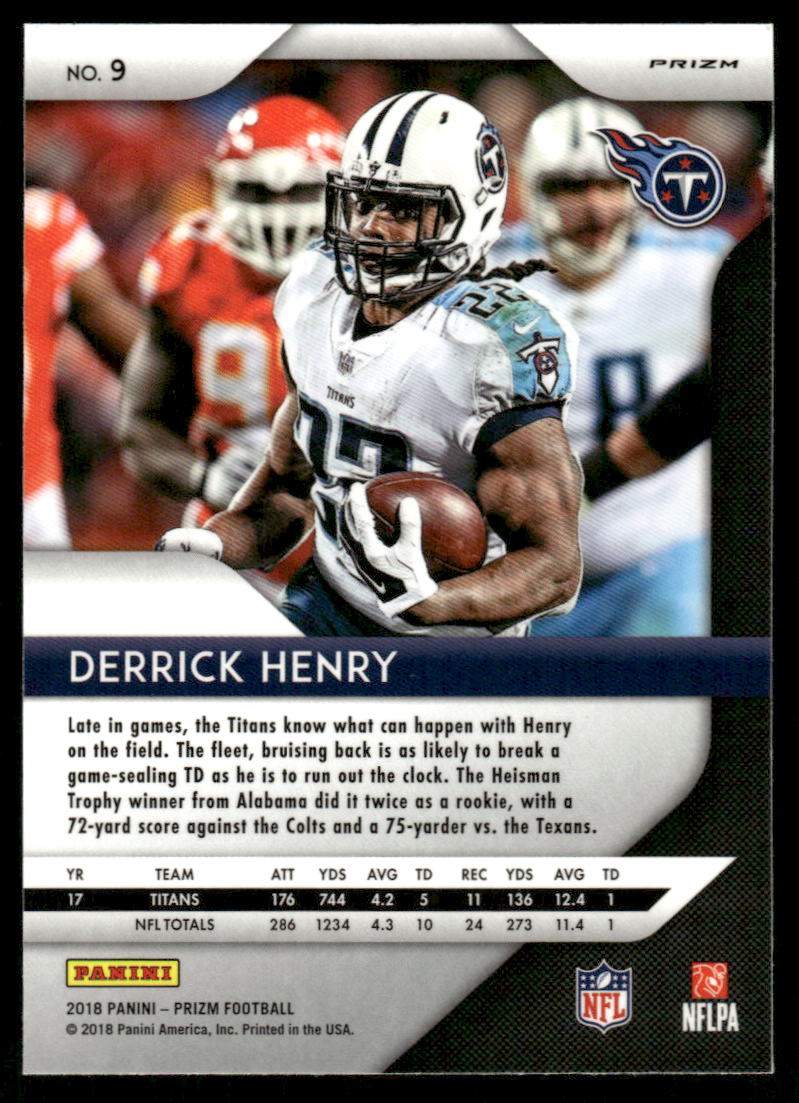 A15 DERRICK HENRY 2018 PRIZM RED WHITE BLUE REFRACTOR #9 TITANS