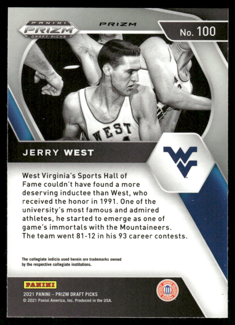 A17 JERRY WEST 2021 PRIZM DRAFT GREEN REFRACTOR #100 WEST VIRGINIA