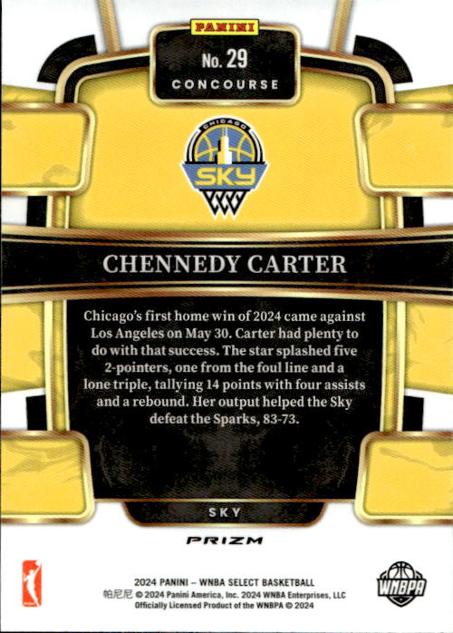 A208 CHENNEDY CARTER 2024 SELECT PINK CRACKED ICE PRIZM REFRACTOR #29 SKY