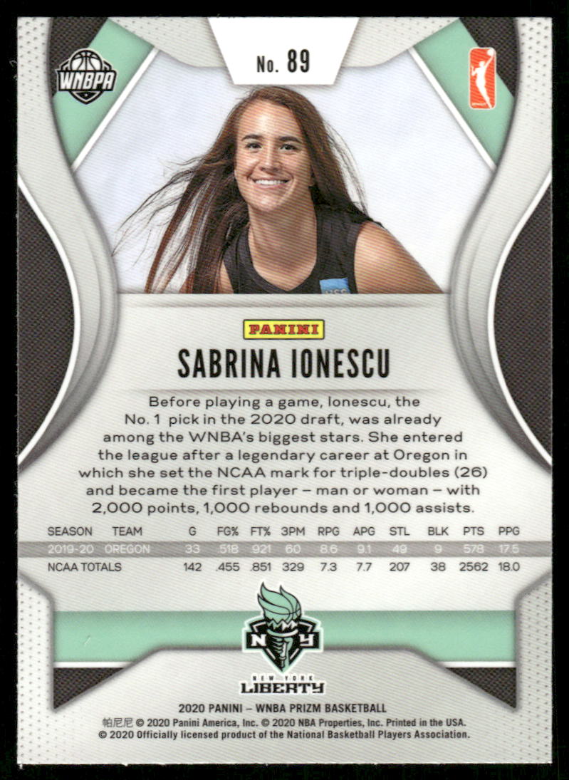 WNBA51 SABRINA IONESCU RC 2020 PRIZM WNBA #89 LIBERTY ROOKIE