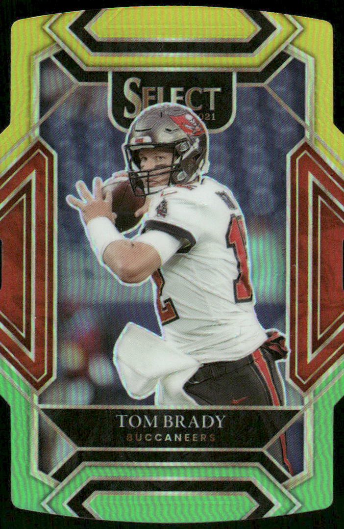 5A12 TOM BRADY 2021 SELECT YELLOW & GREEN DIE CUT REFRACTOR CLUB LEVEL #201 BUCCANEERS