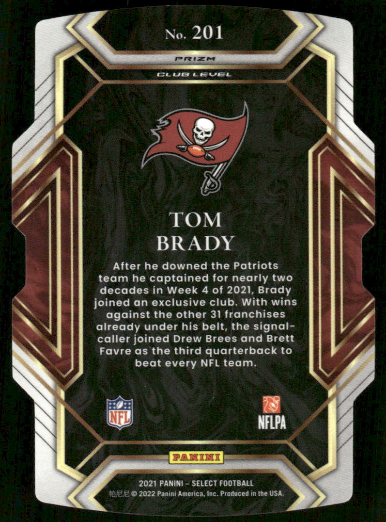 5A12 TOM BRADY 2021 SELECT YELLOW & GREEN DIE CUT REFRACTOR CLUB LEVEL #201 BUCCANEERS
