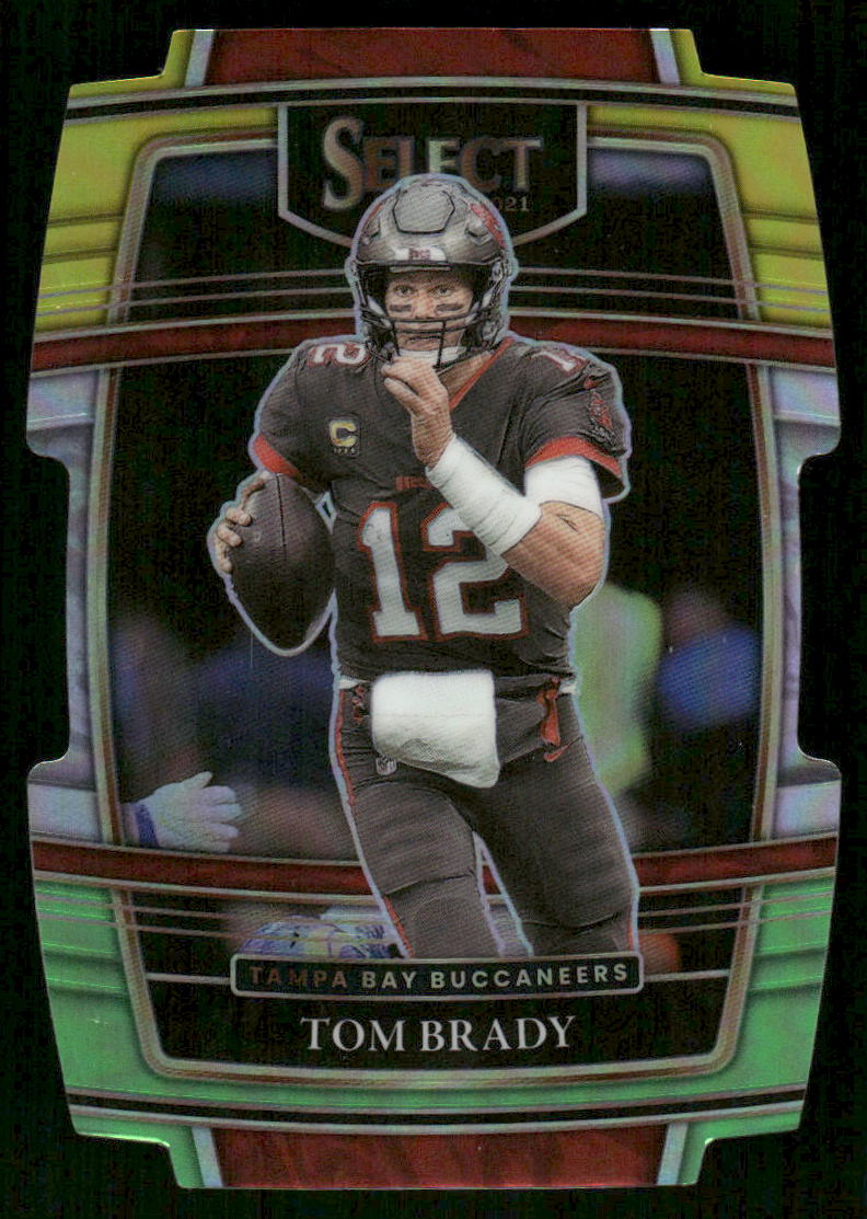 5A13 TOM BRADY 2021 SELECT YELLOW & GREEN DIE CUT REFRACTOR CONCOUSE #1 BUCCANEERS