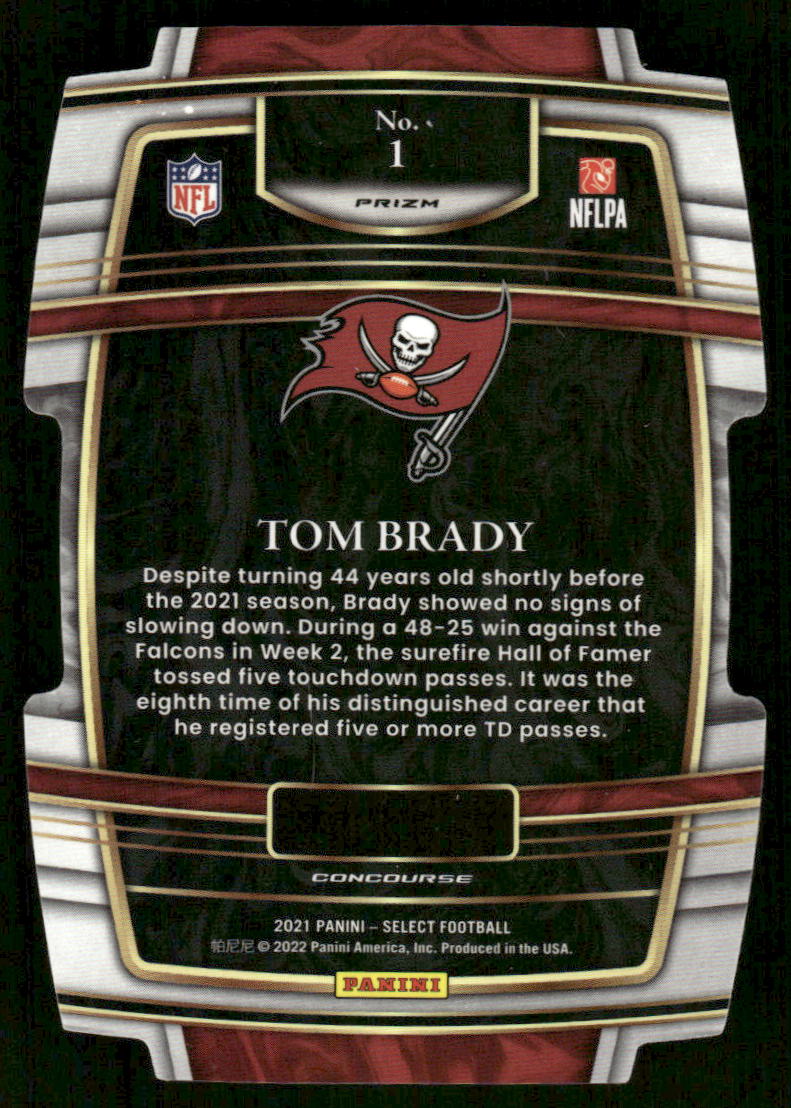 5A13 TOM BRADY 2021 SELECT YELLOW & GREEN DIE CUT REFRACTOR CONCOUSE #1 BUCCANEERS
