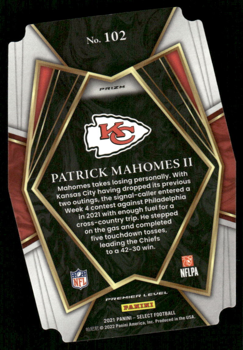 5A14 PATRICK MAHOMES 2021 SELECT RED & BLUE DIE CUT REFRACTOR PREMIER LEVEL #102 CHIEFS