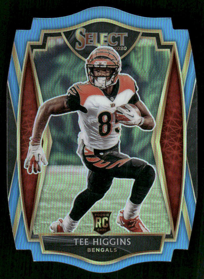 5A18 TEE HIGGINS RC 2020 SELECT DIE CUT LIGHT BLUE REFRACTOR PREMIER LEVEL #160 BENGALS
