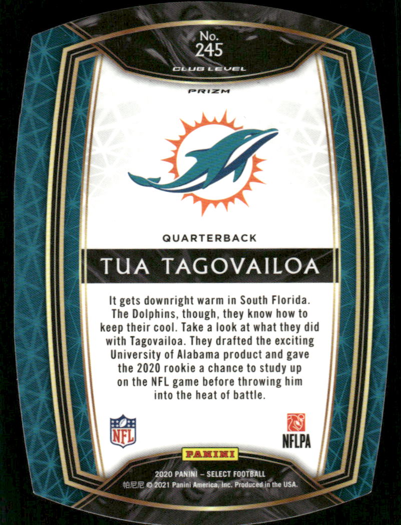 5A20 TUA TAGOVAILOA RC 2020 SELECT PURPLE DIE CUT REFRACTOR CLUB LEVEL #245 DOLPHINS