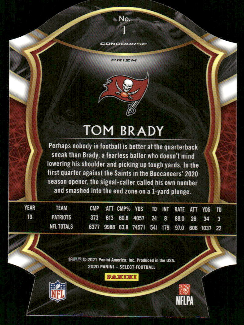 5A21 TOM BRADY 2020 SELECT LIGHT BLUE REFRACTOR DIE CUT CONCOURSE #1 BUCCANEERS