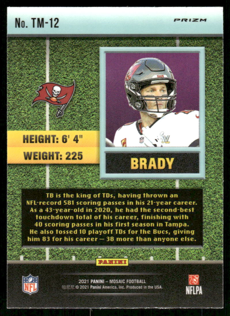 5A23 TOM BRADY 2021 MOSAIC TOUCHDOWN MASTERS REFRACTOR TM-12 BUCCANEERS