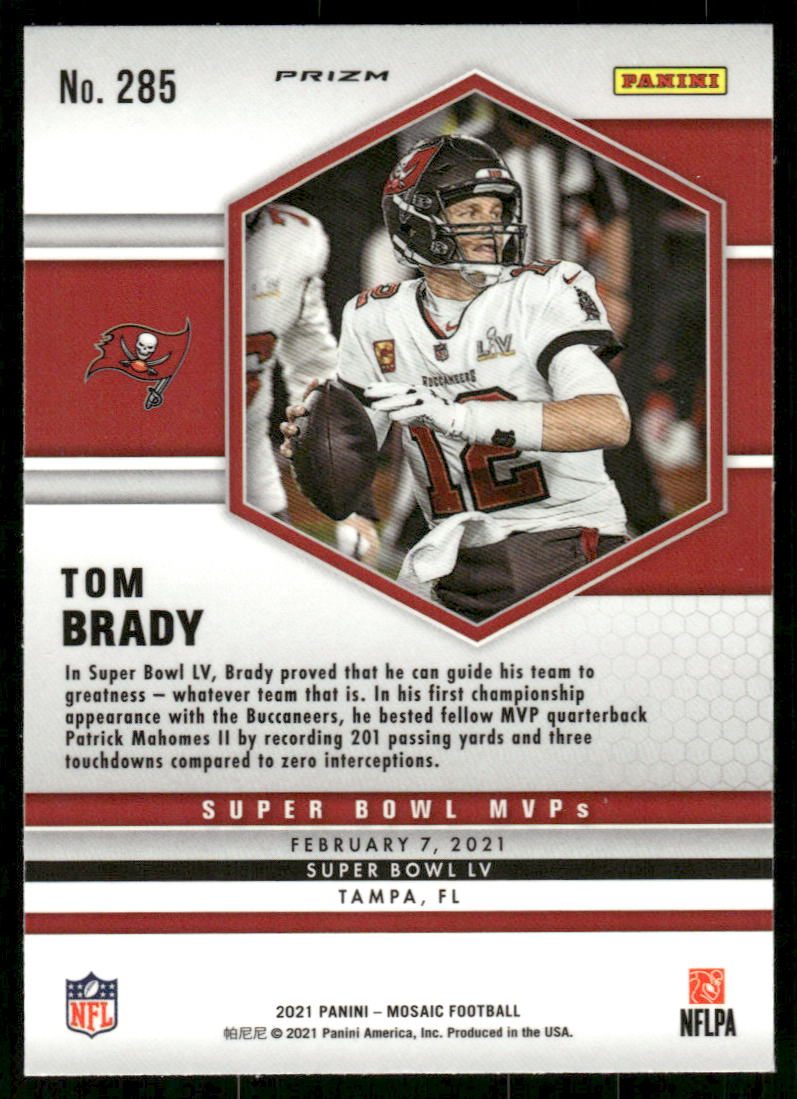 5A24 TOM BRADY 2021 MOSAIC SUPER BOWL MVPS PINK REFRACTOR #285 BUCCANEERS