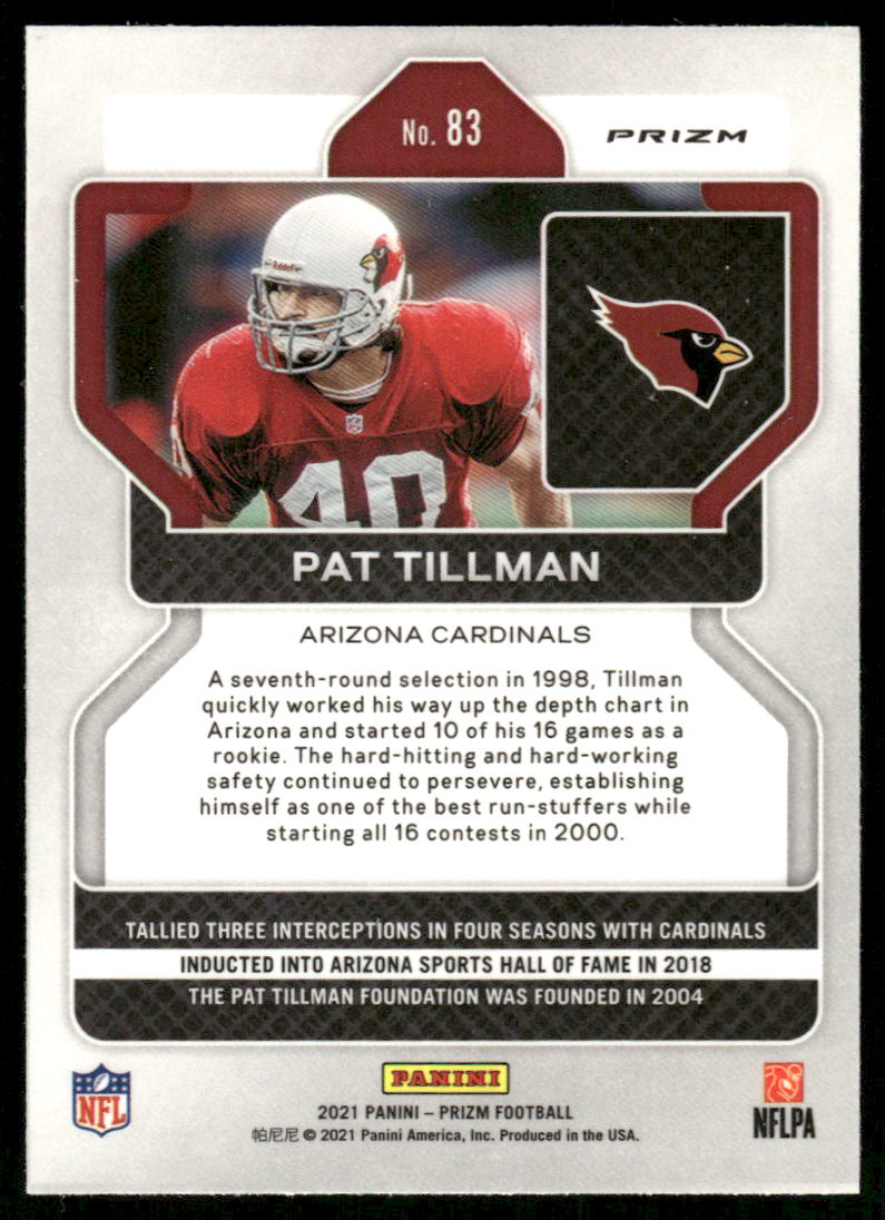 5A29 PAT TILLMAN 2021 PRIZM SILVER REFRACTOR #83 CARDINALS