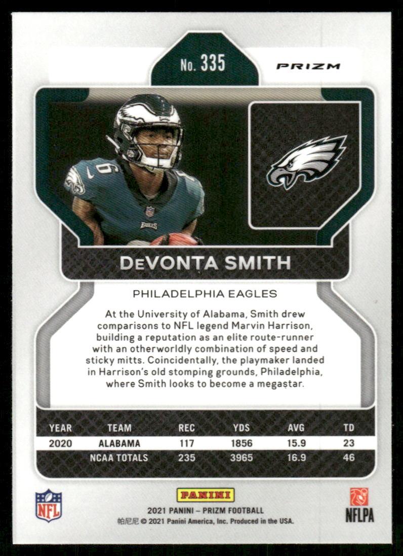 5A31 DEVONTA SMITH RC 2021 PRIZM RED ICE REFRACTOR #335 EAGLES