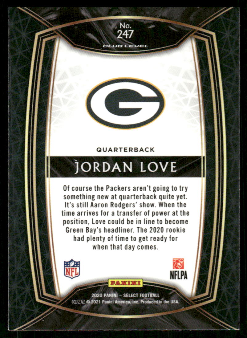 5A37 JORDAN LOVE RC 2020 SELECT CLUB LEVEL #247 PACKERS