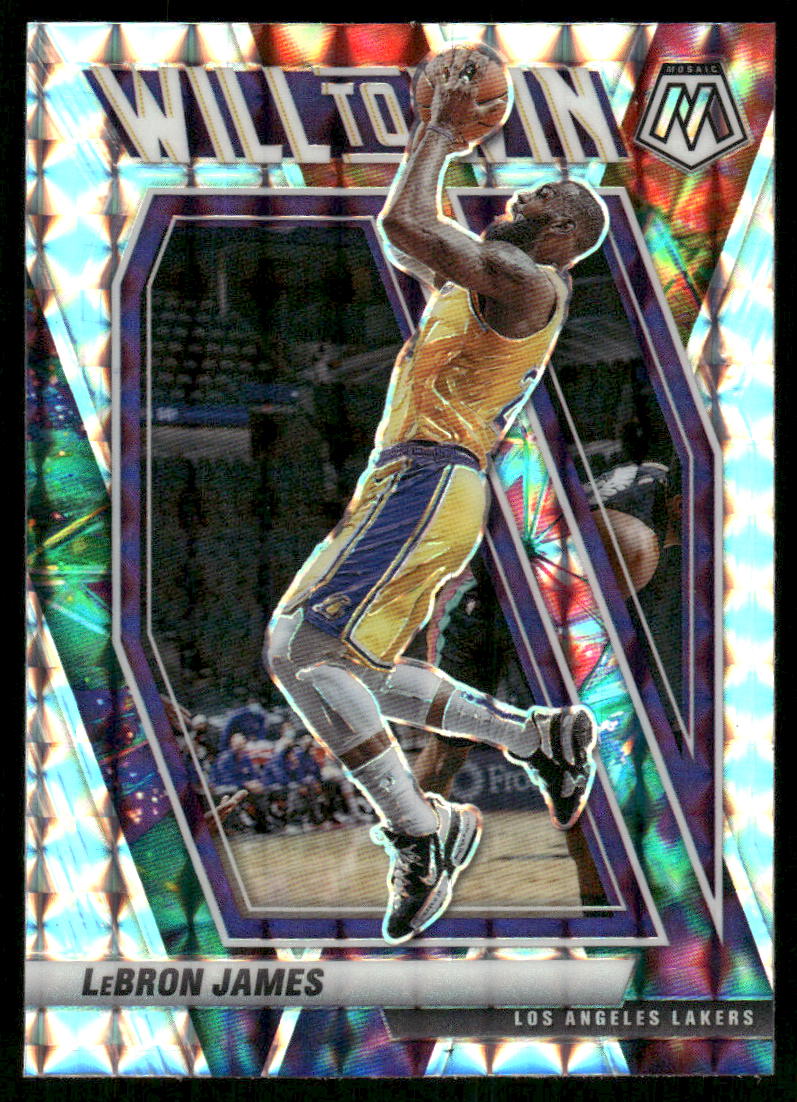 5A41 LEBRON JAMES 2020-21 MOSAIC WILL TO WIN PRIZM REFRACTOR #10 LAKERS
