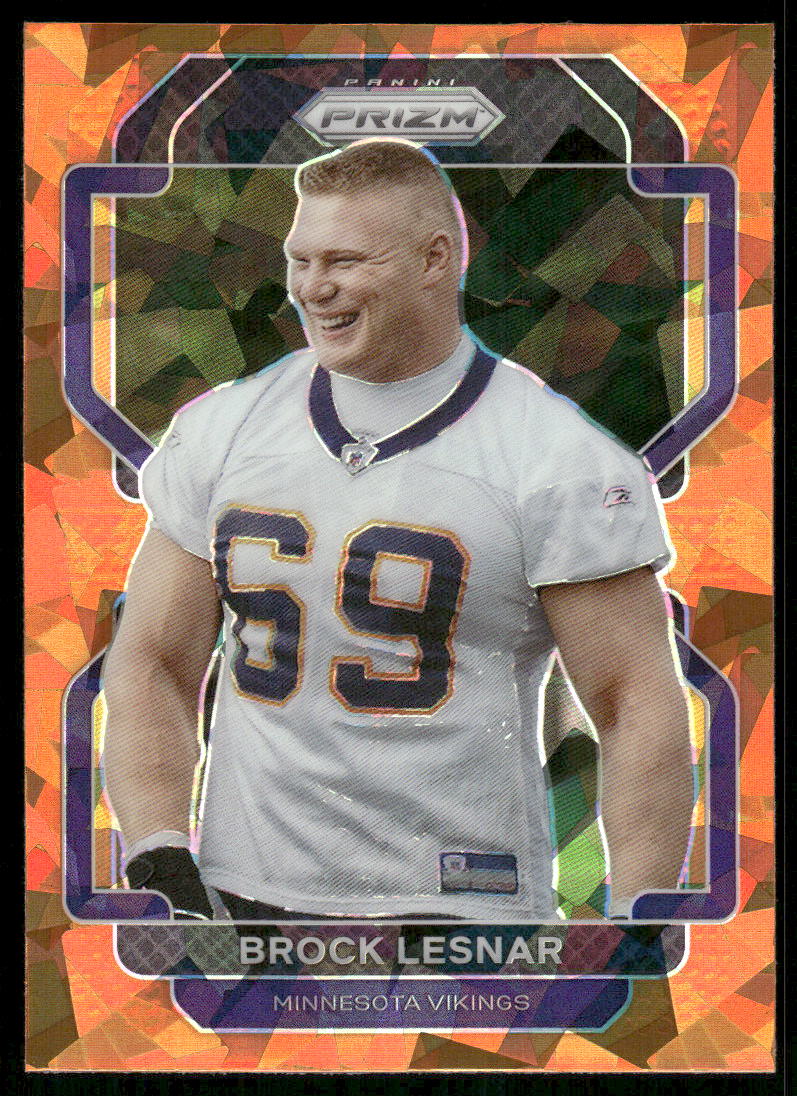 5A45 BROCK LESNAR 2021 PRIZM ORANGE ICE REFRACTOR #134 VIKINGS