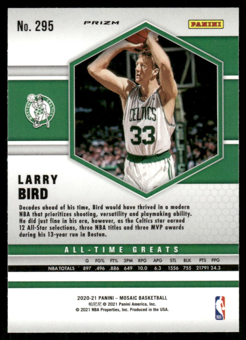A383 LARRY BIRD 2020-21 MOSAIC ORANGE REACTIVE ALL-TIME GREATS #295 CELTICS