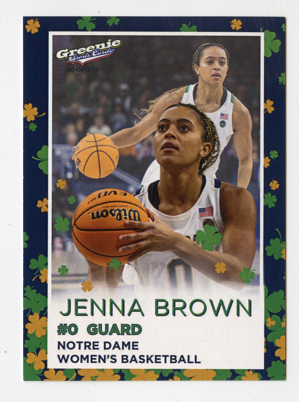 JENNA BROWN 2024 GREENIE SPORTS CARDS NIL /175 NOTRE DAME WBB RARE SP