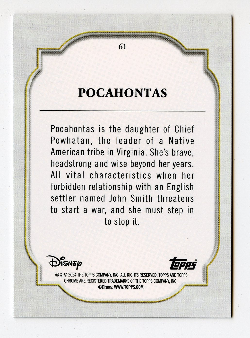 POCAHONTAS 2024 TOPPS CHROME DISNEY #61