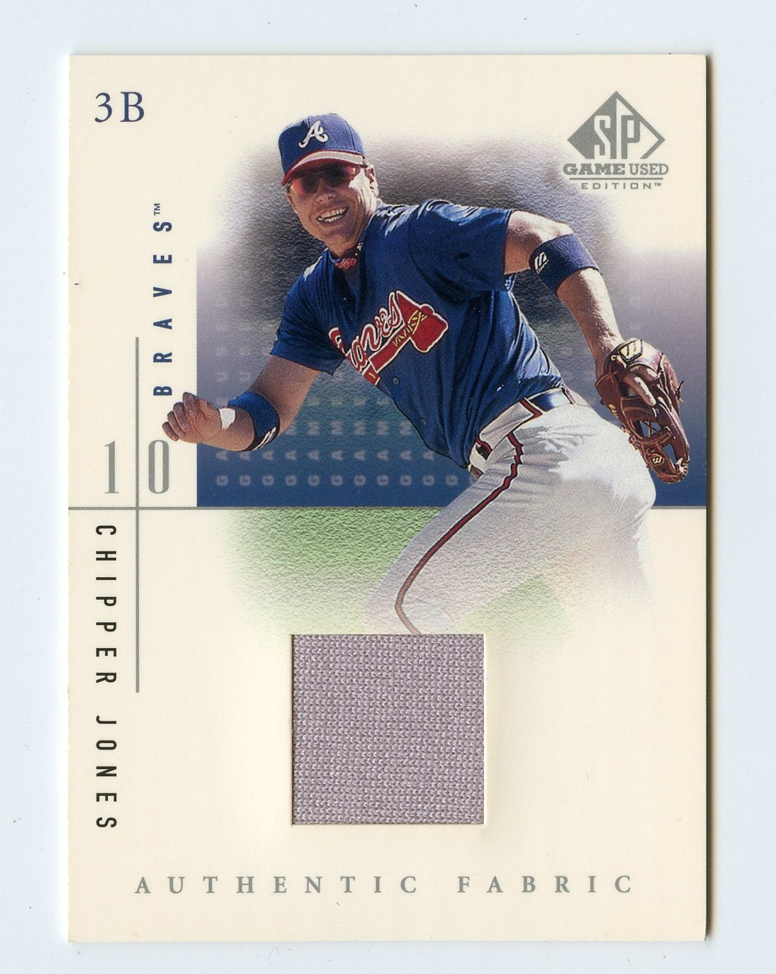 5A3 CHIPPER JONES GAME WORN JERSEY 2001 SP GAME USED FABRIC BRAVES