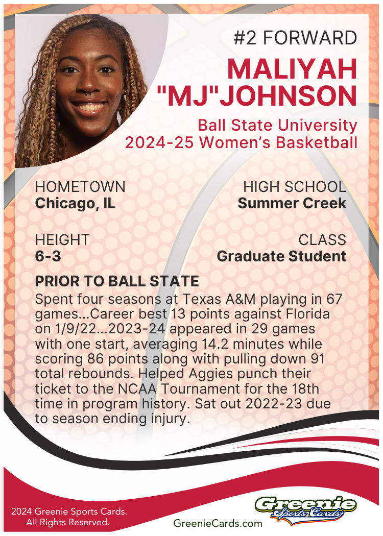 MALIYAH "MJ" JOHNSON Certified Autograph Trading Card (PRE-ORDER)