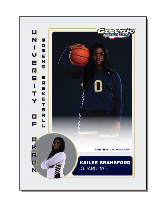 KAILEE BRANSFORD Certified Autograph Trading Card 2025-26 Greenie Sports Cards NIL Trading Card PRESALE