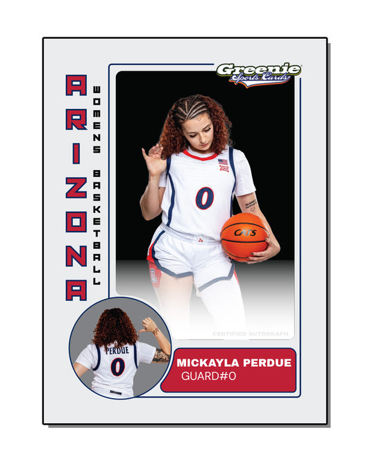 MICKAYLA PERDUE Certified Autograph Trading Card 2025-26 Greenie Sports Cards NIL Trading Card PRESALE