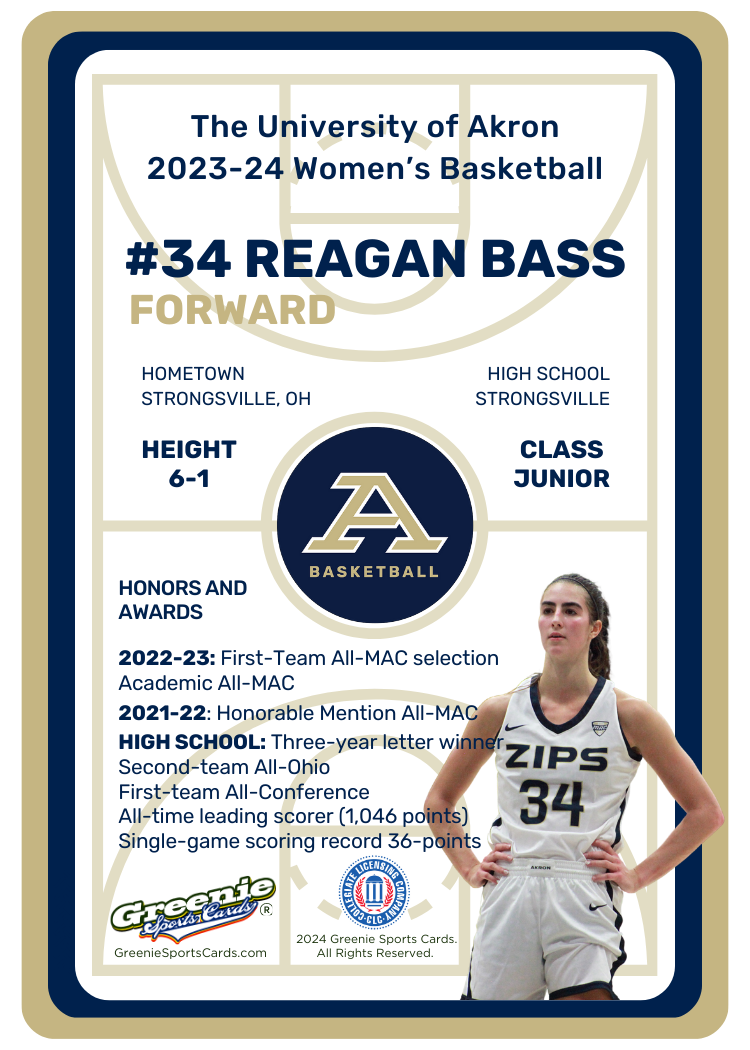 REAGAN BASS 2023 GREENIE SPORTS CARDS NIL CARD - AKRON ZIPS