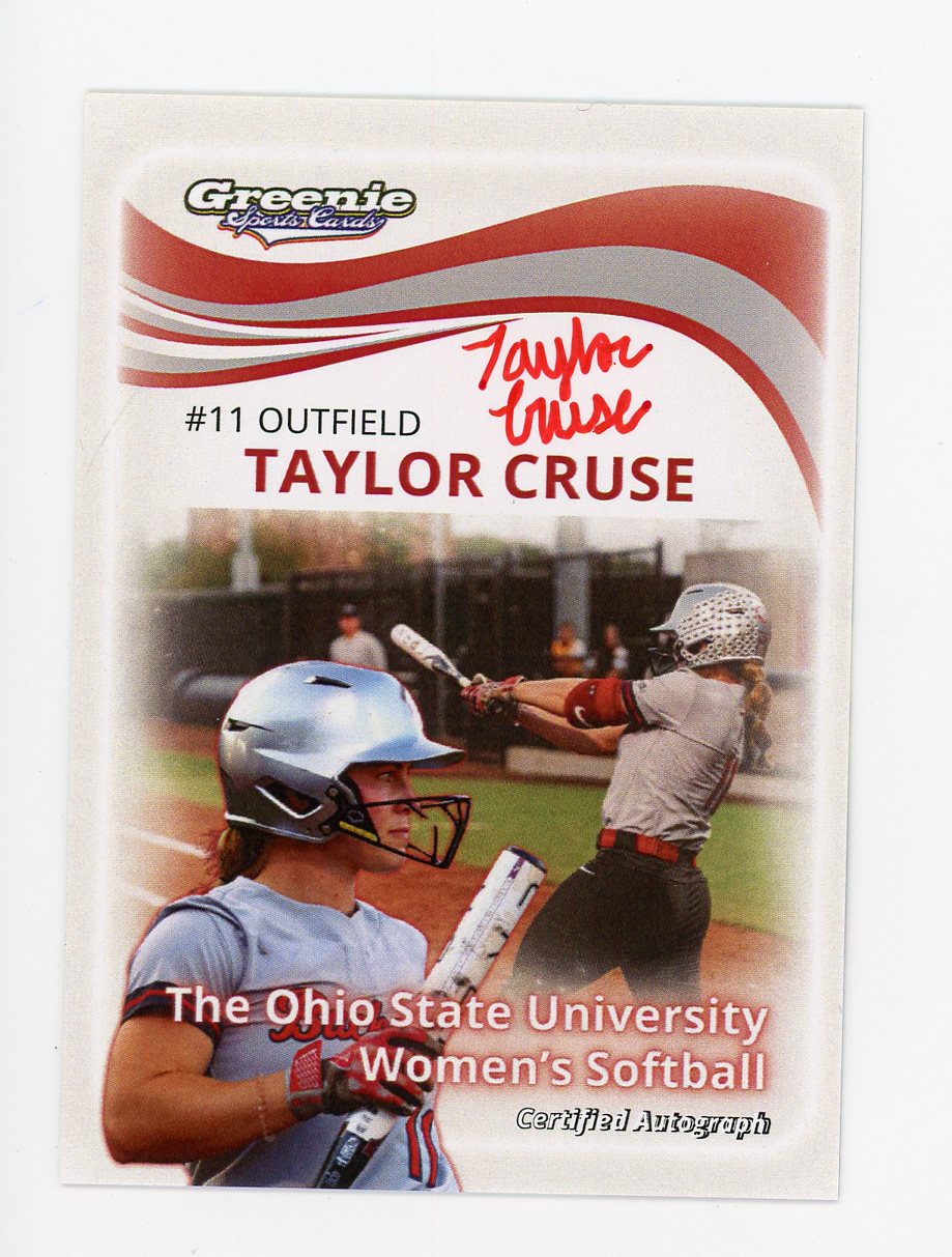 TAYLOR CRUSE Certified Autograph Trading Card 2025 Greenie Sports Cards NIL Trading Cards