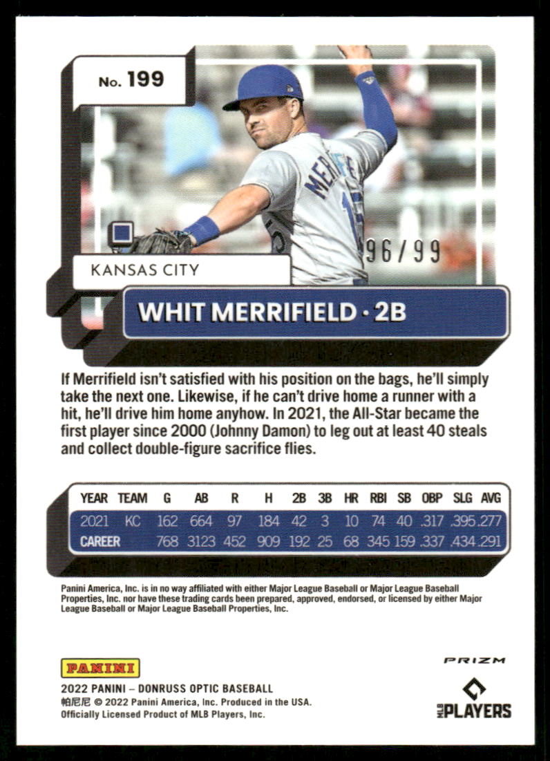 A43 WHIT MERRIFIELD 2022 OPTIC PURPLE PANDORA PRIZM 96/99 #199 ROYALS