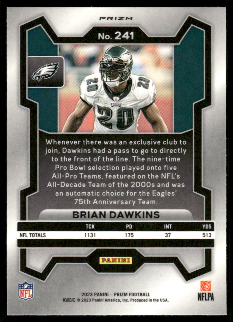 A55 BRIAN DAWKINS 2023 PRIZM GREEN WAVE REFRACTOR #241 EAGLES