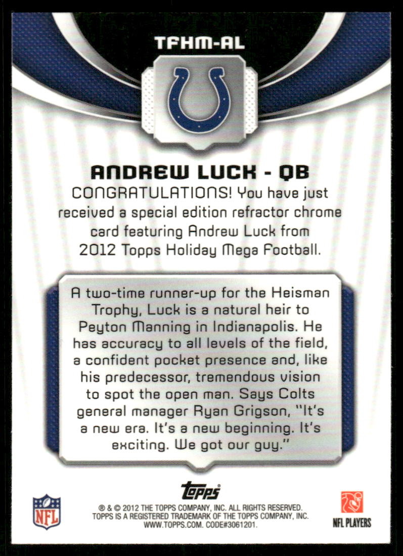 A58 ANDREW LUCK RC 2012 TOPPS REFRACTOR TFHM-AL COLTS