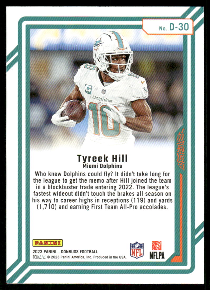 A60 TYREEK HILL 2023 DONRUSS DOMINATORS D-30 DOLPHINS