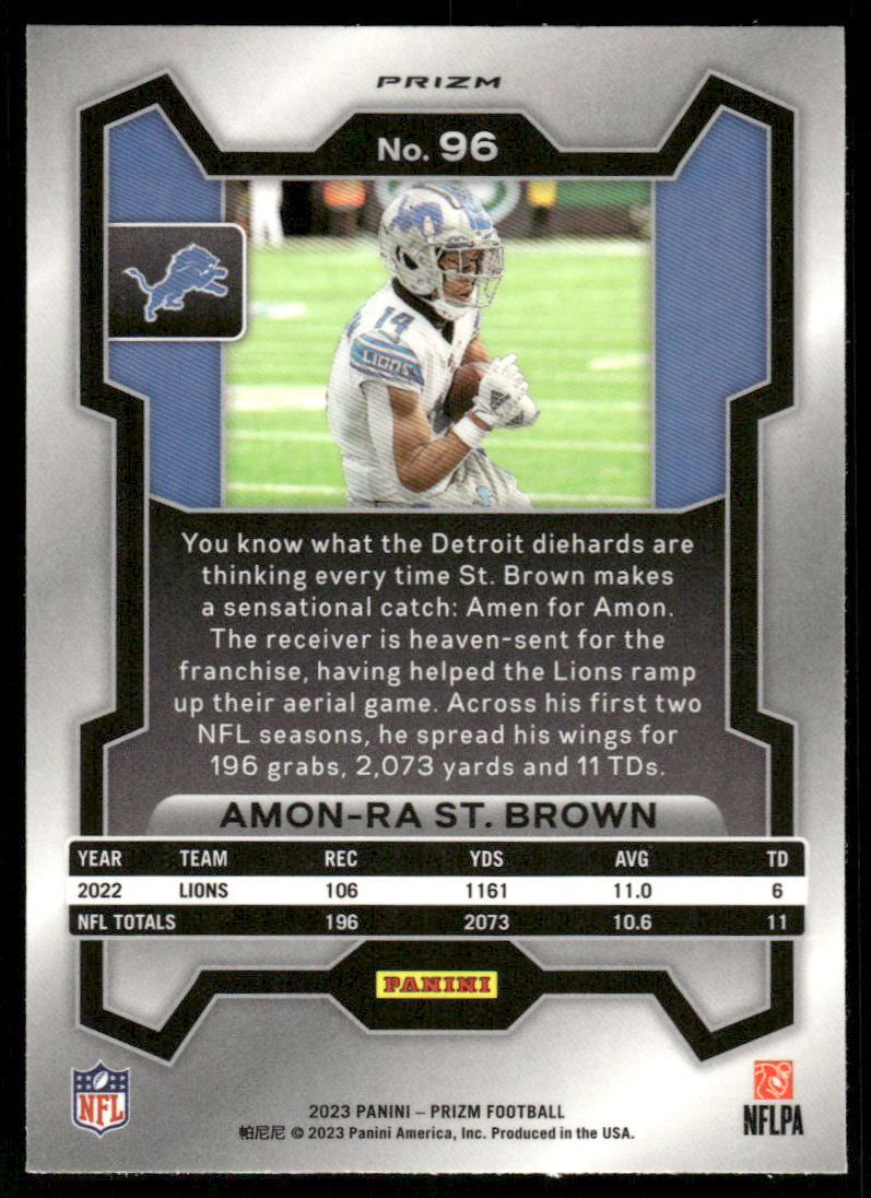 A61 AMON-RA ST BROWN 2023 PRIZM SILVER REFRACTOR #96 LIONS