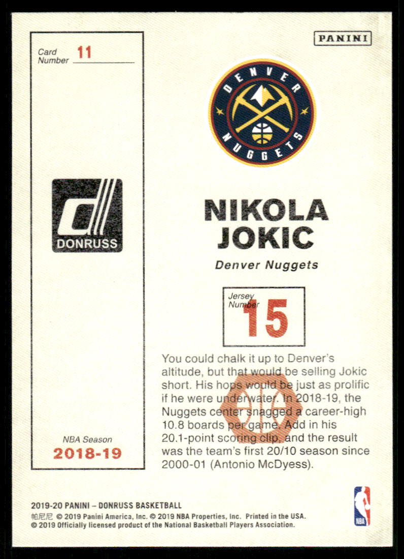 A76 NIKOLA JOKIC 2019-20 DONRUSS CRAFTSMEN #11 NUGGETS