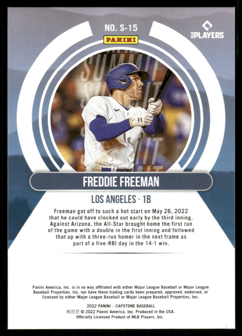 A79 FREDDIE FREEMAN 2022 PANINI CAPSTONE SUMM9IT S-15 DODGERS