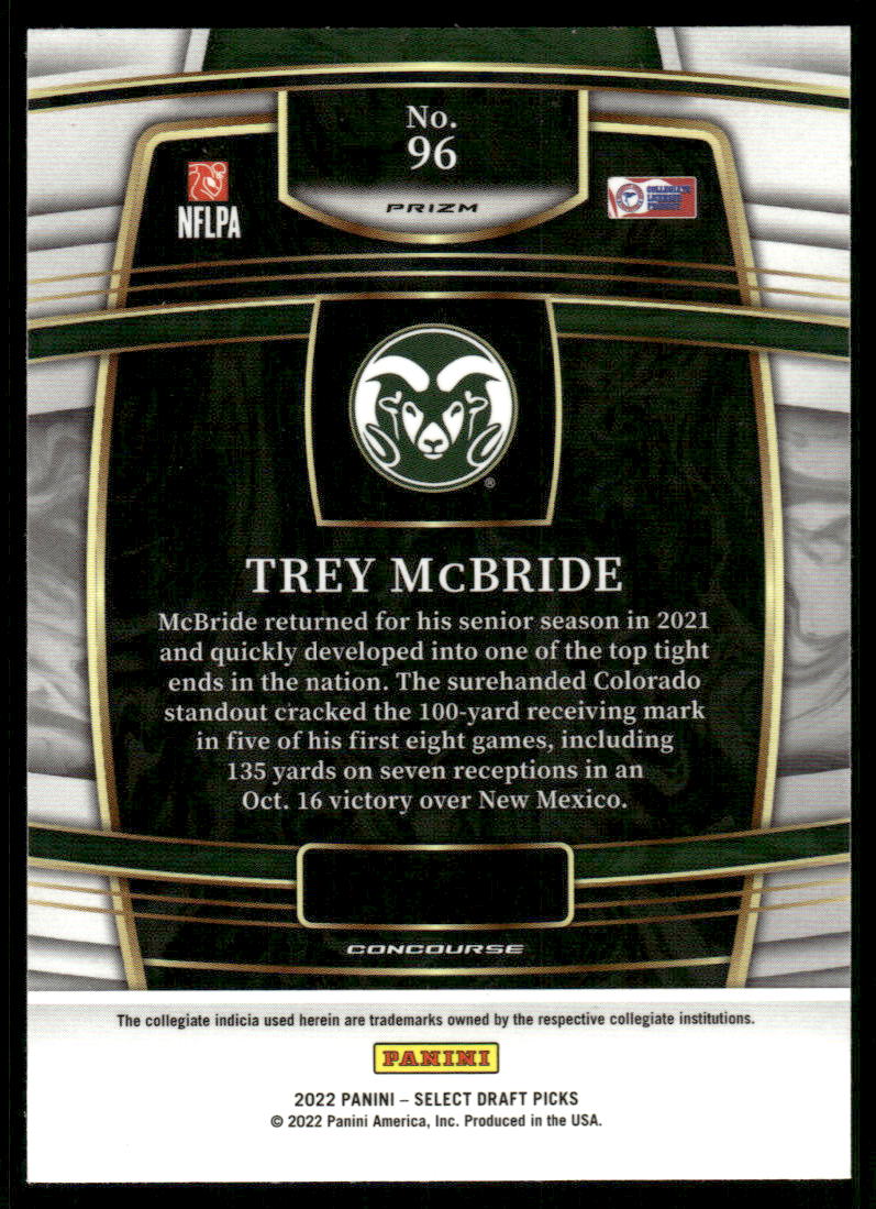 A82 TREY MCBRIDE 2022 SELECT PRIZM LAZER #96 COLORADO STATE