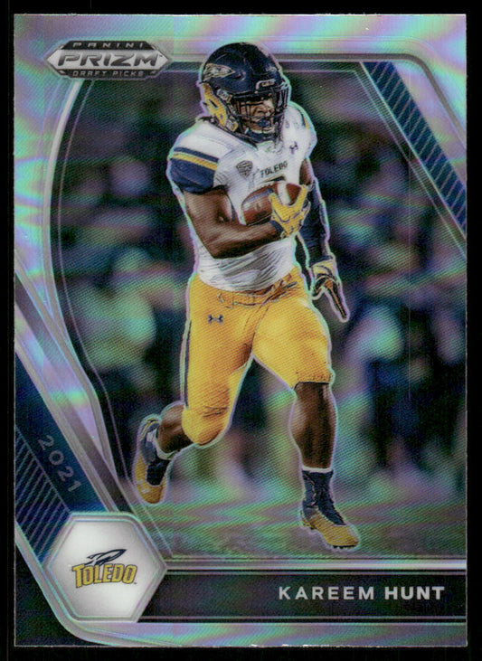 A84 KAREEM HUNT 2021 PRIZM DRAFT SILVER REFRACTOR #89 TOLEDO CHIEFS