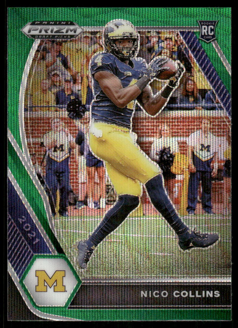 A85 NICO COLLINS RC 2021 PRIZM DRAFT GREEN WAVE REFRACTOR #114 MICHIGAN TEXANS