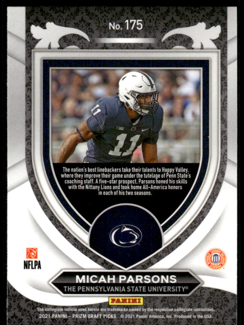 A86 MICAH PARSONS RC 2021 PRIZM DRAFT CRUSADE #175 PENN STATE COWBOYS