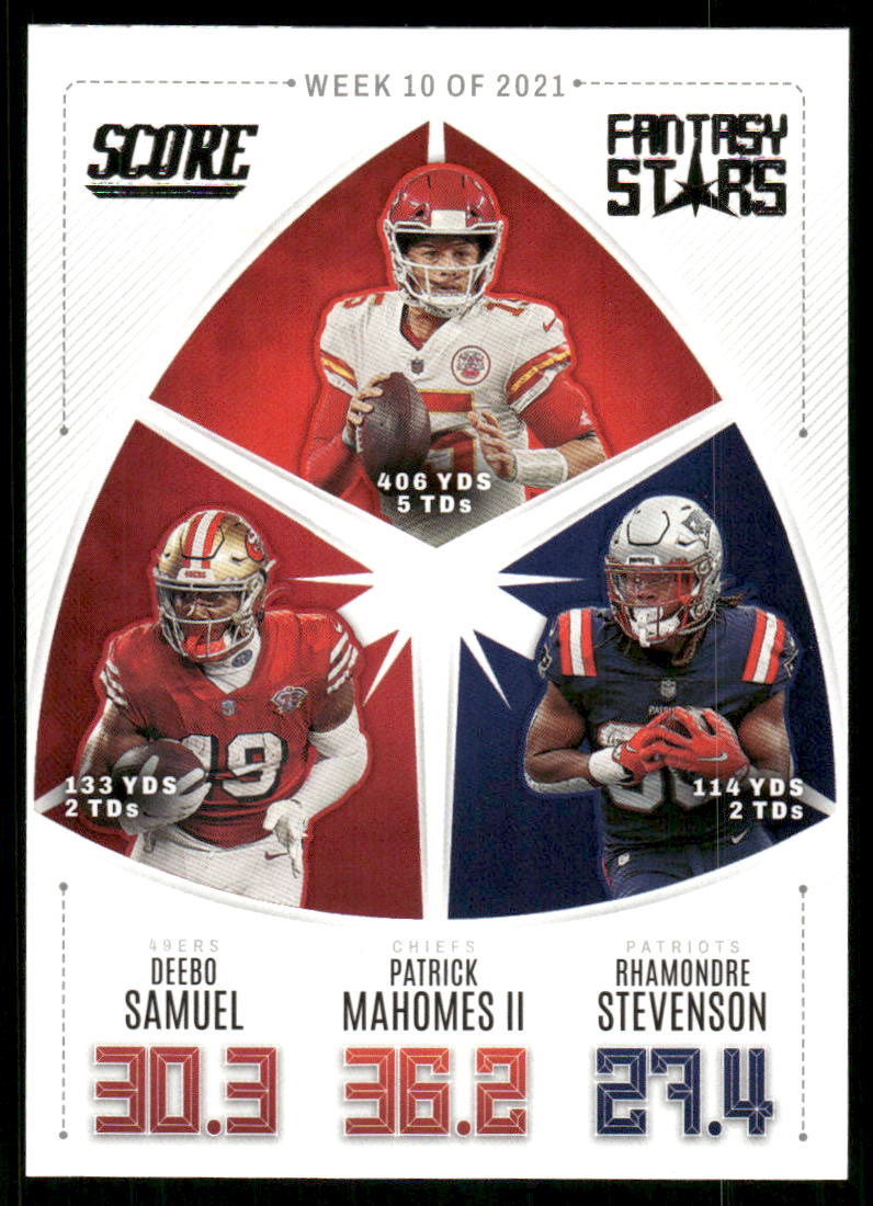 A95 PATRICK MAHOMES DEEBO STEVENSON 2022 SCORE FANTASY STARS FS10